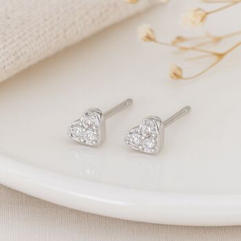 Sterling Silver Micro Heart Stud Earrings – 4mm, 3 of 6