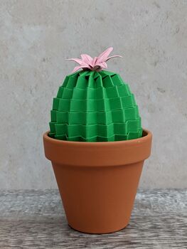 Origami Paper Cactus Plant With Flower, 3 of 7