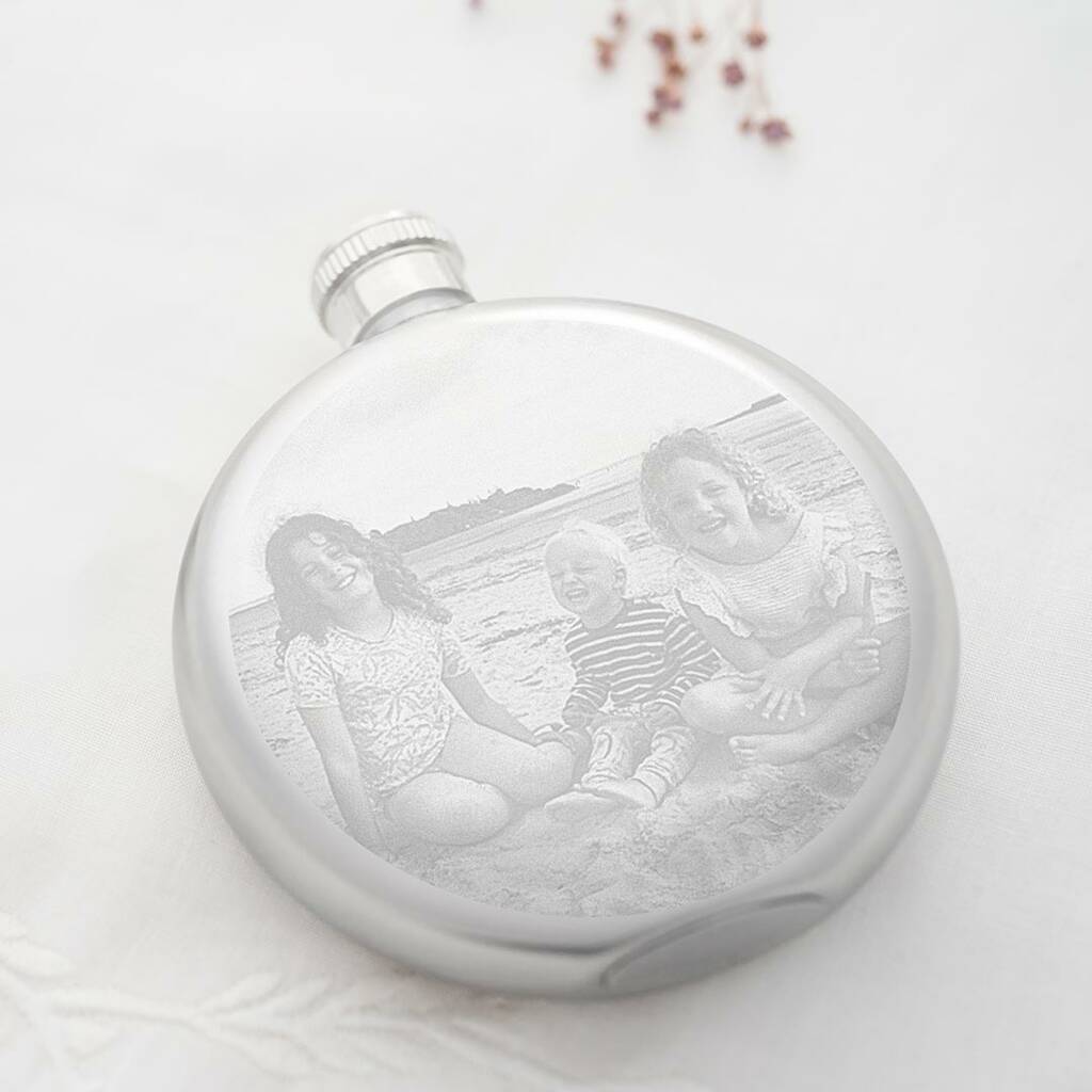 Personalised Etched Photo Hipflask, 1 of 2