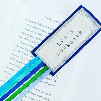 Hand Stamped Personalised Felt Bookmark With Ribbons, 2 of 5