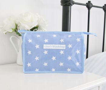 Personalised Wipe Clean Oilcloth Wash Bag, 2 of 5