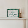 Bye, Love You Dark Green Hallway Bedroom Hand Painted Print, thumbnail 4 of 7