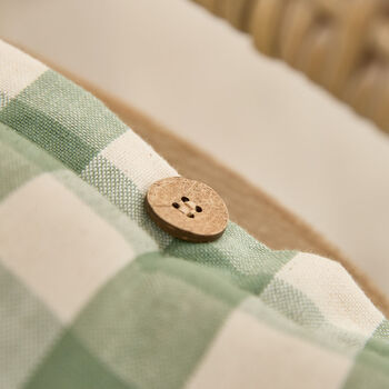 Set Of Two Green Gingham Seat Pads With Buttons, 5 of 6