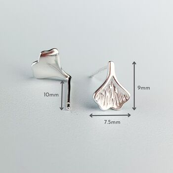 Sterling Silver Dainty Leaf Stud Earrings, 2 of 5