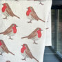 Little Robins Christmas Linen Tea Towel, thumbnail 2 of 3