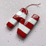 Personalised Handmade Red And White Candy Stripe Clay Hanging Letter, thumbnail 4 of 4