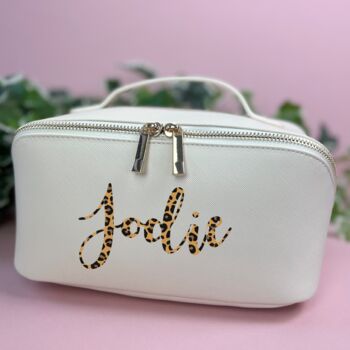 Personalised Leopard Print Open Flat Washbag, 2 of 10