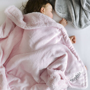 Personalised Pink Sherpa Blanket And Lamb Comforter Set, 6 of 8
