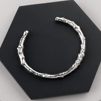 Solid Sterling Silver Chunky Twig Cuff Bangle, 2 of 6