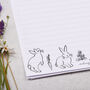 A4 Letter Writing Paper With Linear Bunny Rabbits, thumbnail 2 of 4