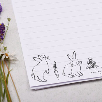 A4 Letter Writing Paper With Linear Bunny Rabbits, 2 of 4