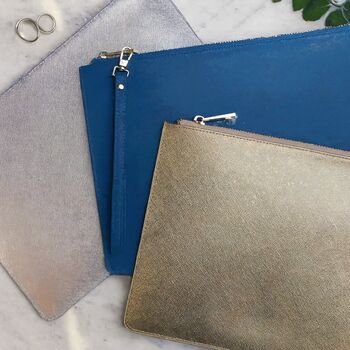 Personalised Leather Pouch Clutch Bag, 10 of 12