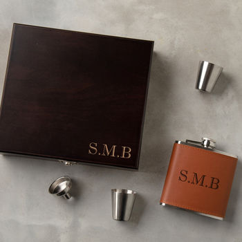 Personalised Hip Flask Gift Set For Men, 6 of 8