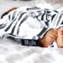 Black And White Palm Leaf Muslin Swaddle Blanket, thumbnail 4 of 5