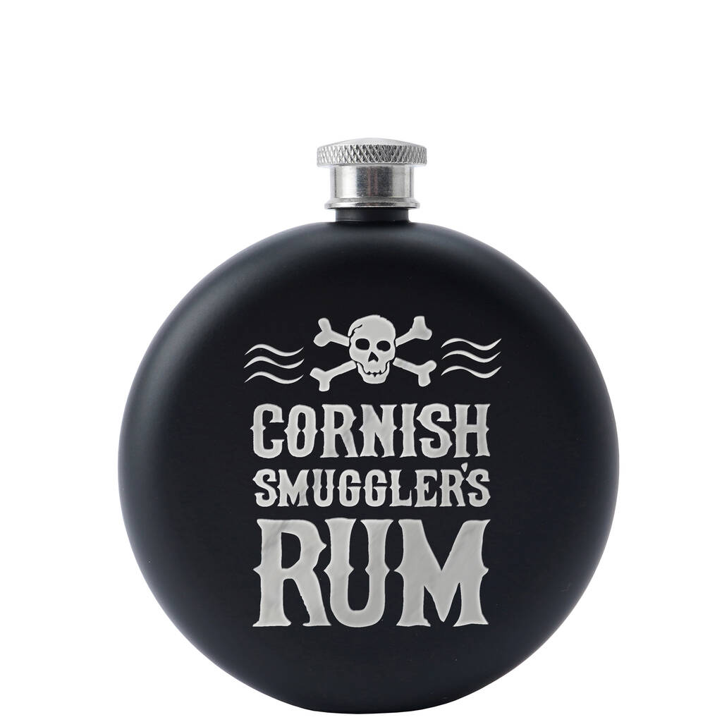 Cornish Smuggler's Rum Black 6oz Hip Flask By CGB Giftware