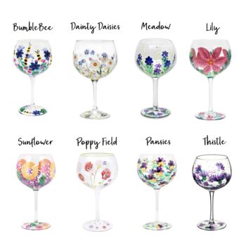 Hand Painted Flower Design Gin Glass, 3 of 4