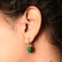 Elegant Green Jade Lily Hoop Earrings, thumbnail 3 of 10