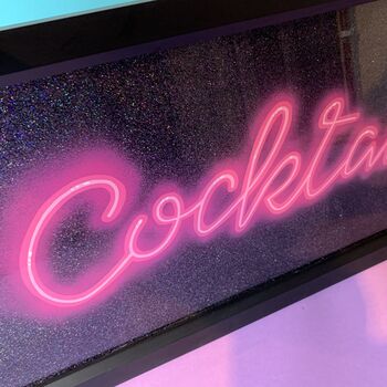 ‘Cocktails’ Reverse Glass Faux Neon Wall Art, 5 of 9