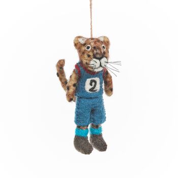 Handmade Felt Running Cheetah Hanging Decoration, 3 of 4