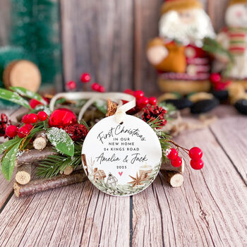 Personalised First Christmas In New Home Ceramic Ornament, 7 of 7