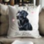 Personalised Black Labrador Hearts Cushion Cover Gift, thumbnail 2 of 2