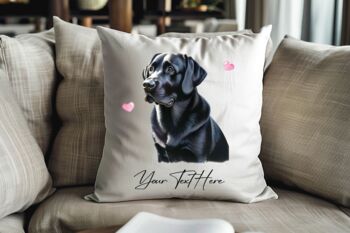 Personalised Black Labrador Hearts Cushion Cover Gift, 2 of 2