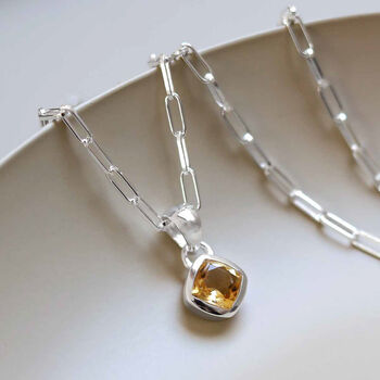 Sterling Silver Birthstone Fine Paperclip Necklace, 10 of 12