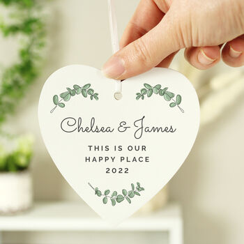 Personalised Botanical Wooden Heart Decoration, 2 of 4