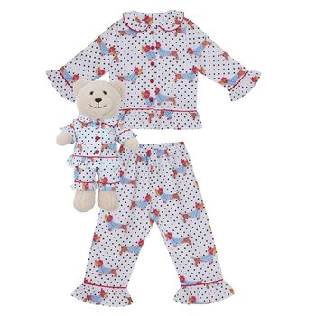 Chiara Girls Pyjama Set With Matching Teddy Bear, 7 of 8