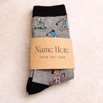 Golf Themed Mens Socks With Personalised Label Sleeve, 4 of 4