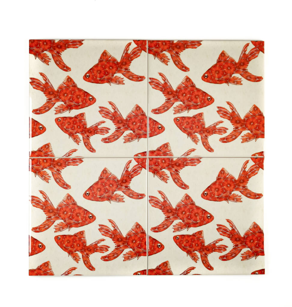 'Goldfish' Ceramic Tile By DoodlePippin
