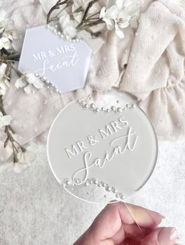 Personalised Pearl Wedding Cake Topper, 2 of 5