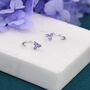 Amethyst Purple Trio Huggie Hoop Earrings, thumbnail 2 of 12