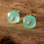 Aquamarine Chalcedony Gold Plated Silver Stud Earrings, thumbnail 1 of 9