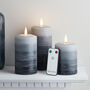 Tru Glow® Stacked Grey LED Pillar Candle Trio, thumbnail 1 of 2