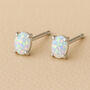 Oval Sterling Silver White Opal Claw Stud Earrings, thumbnail 1 of 4