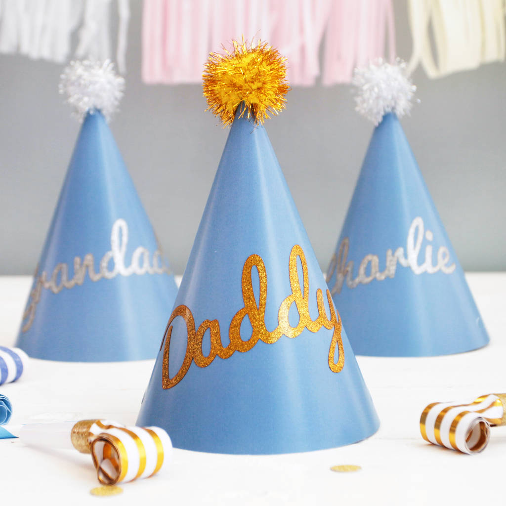 personalised party hat for him by postbox party