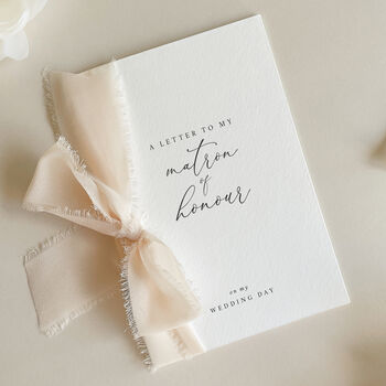 Luxury 'Letter To My Matron Of Honour On My Wedding Day' Card, Elegant Calligraphy Design, 4 of 11