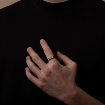 Malachite Green Stone Signet Ring, 2 of 9