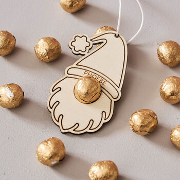 Personalised Gonk Christmas Place Setting And Bag Of Chocolate Noses, 4 of 4