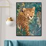 Cheetah In The Gold Green Jungle Leaves Wall Art Print, thumbnail 1 of 6