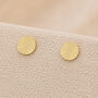 5mm Gold Plated Sterling Silver Textured Disc Stud Earrings, thumbnail 1 of 8