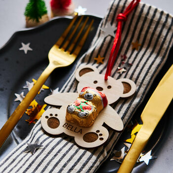 Personalised Chocolate Teddy Christmas Place Setting, 2 of 3
