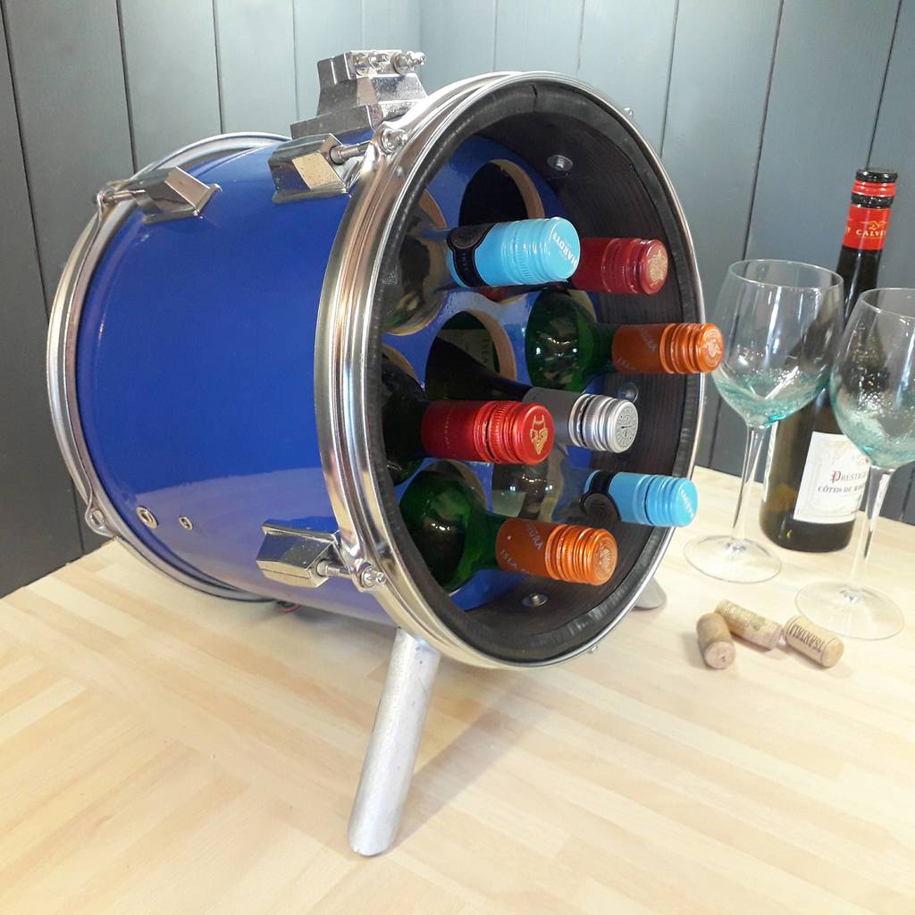 Drum Wine Rack With Lights By Vinyl Village