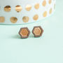 Hexagon Geometric Stud Earrings, thumbnail 7 of 8