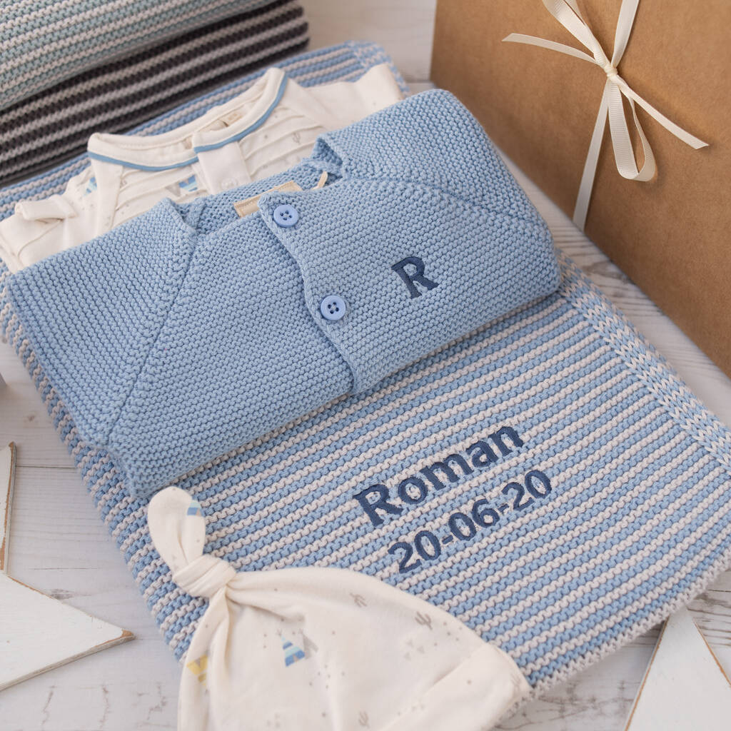 Image of Baby Boy Cool Blue And Grey Luxury Gift Box