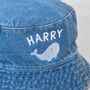 Personalised Whale Denim Bucket Hat, thumbnail 2 of 3