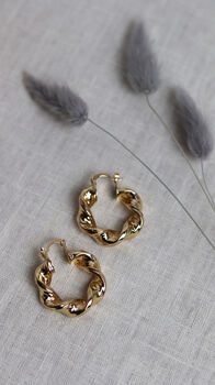 Gold Twist Hoop Earrings, 3 of 5
