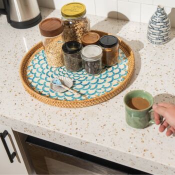 Boho Coastal Rattan Tray – Handmade Eco Friendly Home Decor, 2 of 5