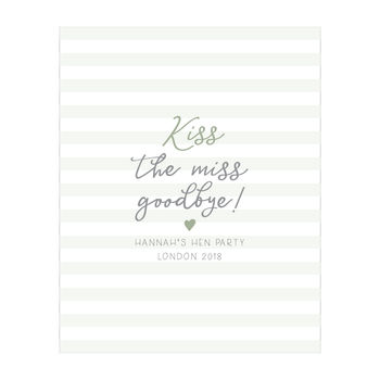 Kiss The Miss Personalised Hen Party Guest Book Print, 2 of 5